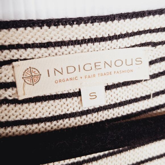 Indigenous Organic Cotton Sweater Striped Small Hand Loomed Peru Fisherman - Picture 4 of 9